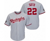 Men's Washington Nationals #22 Juan Soto Replica Grey Road Cool Base 2019 World Series Bound Baseball Jersey