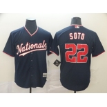 Men's Washington Nationals #22 Juan Soto Replica Navy Blue Alternate 3 Cool Base Baseball Jersey