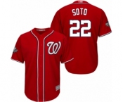 Men's Washington Nationals #22 Juan Soto Replica Red Alternate 1 Cool Base 2019 World Series Bound Baseball Jersey