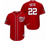 Men's Washington Nationals #22 Juan Soto Replica Red Alternate 1 Cool Base 2019 World Series Champions Baseball Jersey