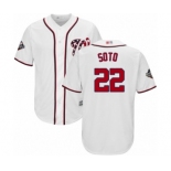 Men's Washington Nationals #22 Juan Soto Replica White Home Cool Base 2019 World Series Bound Baseball Jersey