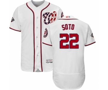 Men's Washington Nationals #22 Juan Soto White Home Flex Base Authentic Collection 2019 World Series Bound Baseball Jersey