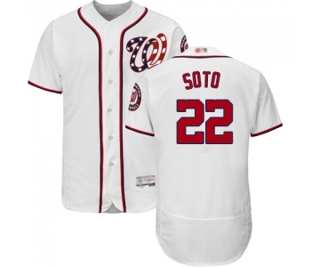 Men's Washington Nationals #22 Juan Soto White Home Flex Base Authentic Collection Baseball Jersey