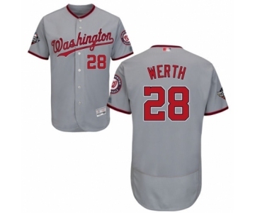 Men's Washington Nationals #28 Jayson Werth Grey Road Flex Base Authentic Collection 2019 World Series Bound Baseball Jersey