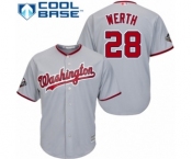 Men's Washington Nationals #28 Jayson Werth Replica Grey Road Cool Base 2019 World Series Bound Baseball Jersey