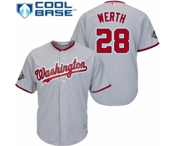 Men's Washington Nationals #28 Jayson Werth Replica Grey Road Cool Base 2019 World Series Bound Baseball Jersey