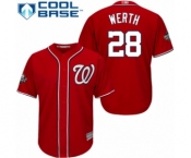 Men's Washington Nationals #28 Jayson Werth Replica Red Alternate 1 Cool Base 2019 World Series Bound Baseball Jersey