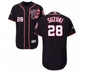 Men's Washington Nationals #28 Kurt Suzuki Navy Blue Alternate Flex Base Authentic Collection 2019 World Series Bound Baseball Jersey