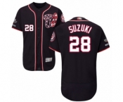 Men's Washington Nationals #28 Kurt Suzuki Navy Blue Alternate Flex Base Authentic Collection 2019 World Series Champions Baseball Jersey