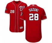 Men's Washington Nationals #28 Kurt Suzuki Red Alternate Flex Base Authentic Collection 2019 World Series Bound Baseball Jersey