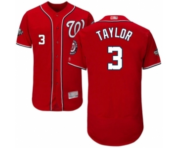 Men's Washington Nationals #3 Michael Taylor Red Alternate Flex Base Authentic Collection 2019 World Series Bound Baseball Jersey