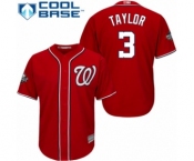 Men's Washington Nationals #3 Michael Taylor Replica Red Alternate 1 Cool Base 2019 World Series Bound Baseball Jersey