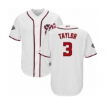 Men's Washington Nationals #3 Michael Taylor Replica White Home Cool Base 2019 World Series Bound Baseball Jersey