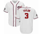 Men's Washington Nationals #3 Michael Taylor Replica White Home Cool Base 2019 World Series Champions Baseball Jersey