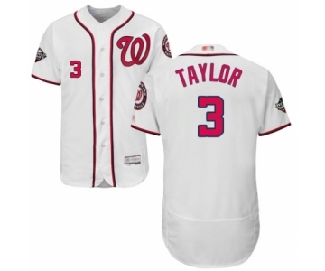 Men's Washington Nationals #3 Michael Taylor White Home Flex Base Authentic Collection 2019 World Series Bound Baseball Jersey