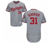 Men's Washington Nationals #31 Max Scherzer Grey Road Flex Base Authentic Collection 2019 World Series Bound Baseball Jersey