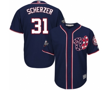 Men's Washington Nationals #31 Max Scherzer Replica Navy Blue Alternate 2 Cool Base 2019 World Series Bound Baseball Jersey