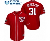 Men's Washington Nationals #31 Max Scherzer Replica Red Alternate 1 Cool Base 2019 World Series Champions Baseball Jersey