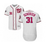 Men's Washington Nationals #31 Max Scherzer White Home Flex Base Authentic Collection 2019 World Series Bound Baseball Jersey