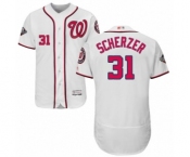 Men's Washington Nationals #31 Max Scherzer White Home Flex Base Authentic Collection 2019 World Series Bound Baseball Jersey