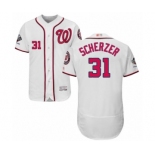 Men's Washington Nationals #31 Max Scherzer White Home Flex Base Authentic Collection 2019 World Series Champions Baseball Jersey