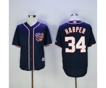 Men's Washington Nationals #34 Bryce Harper Majestic Blue Cool Base Player Jersey