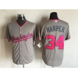 Men's Washington Nationals #34 Bryce Harper Majestic Gray Fashion 2016 Mother's Day Cool Base Jersey