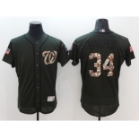 Men's Washington Nationals #34 Bryce Harper Majestic Green Salute to Service Flexbase Authentic Collection Jersey