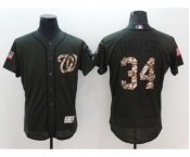 Men's Washington Nationals #34 Bryce Harper Majestic Green Salute to Service Flexbase Authentic Collection Jersey