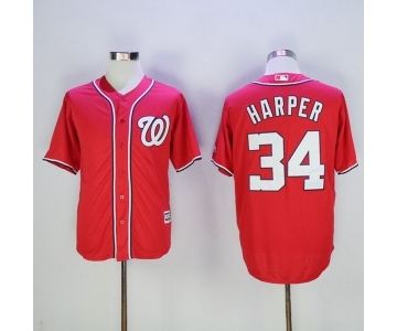 Men's Washington Nationals #34 Bryce Harper Majestic Red Cool Base Player Jersey