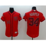 Men's Washington Nationals #34 Bryce Harper Majestic Scarlet Fashion Stars & Stripes Flex Base Player Jersey