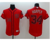 Men's Washington Nationals #34 Bryce Harper Majestic Scarlet Fashion Stars & Stripes Flex Base Player Jersey