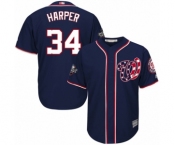 Men's Washington Nationals #34 Bryce Harper Replica Navy Blue Alternate 2 Cool Base 2019 World Series Bound Baseball Jersey