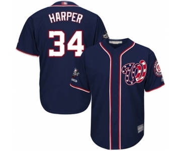 Men's Washington Nationals #34 Bryce Harper Replica Navy Blue Alternate 2 Cool Base 2019 World Series Champions Baseball Jersey