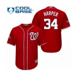 Men's Washington Nationals #34 Bryce Harper Replica Red Alternate 1 Cool Base 2019 World Series Bound Baseball Jersey