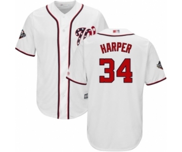 Men's Washington Nationals #34 Bryce Harper Replica White Home Cool Base 2019 World Series Bound Baseball Jersey