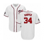 Men's Washington Nationals #34 Bryce Harper Replica White Home Cool Base 2019 World Series Champions Baseball Jersey