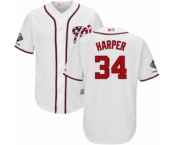 Men's Washington Nationals #34 Bryce Harper Replica White Home Cool Base 2019 World Series Champions Baseball Jersey