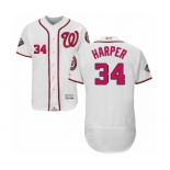 Men's Washington Nationals #34 Bryce Harper White Home Flex Base Authentic Collection 2019 World Series Bound Baseball Jersey