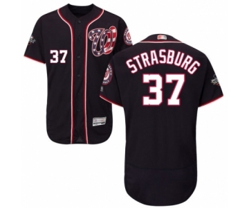 Men's Washington Nationals #37 Stephen Strasburg Navy Blue Alternate Flex Base Authentic Collection 2019 World Series Bound Baseball Jersey