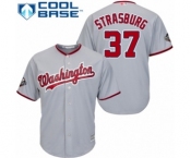 Men's Washington Nationals #37 Stephen Strasburg Replica Grey Road Cool Base 2019 World Series Bound Baseball Jersey