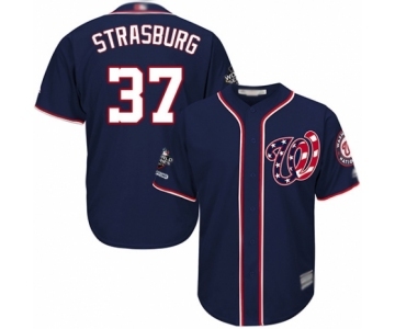 Men's Washington Nationals #37 Stephen Strasburg Replica Navy Blue Alternate 2 Cool Base 2019 World Series Champions Baseball Jersey