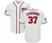 Men's Washington Nationals #37 Stephen Strasburg Replica White Home Cool Base 2019 World Series Champions Baseball Jersey