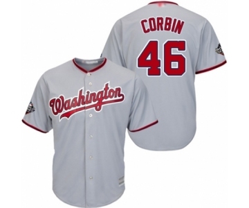 Men's Washington Nationals #46 Patrick Corbin Replica Grey Road Cool Base 2019 World Series Bound Baseball Jersey