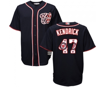 Men's Washington Nationals #47 Howie Kendrick Authentic Navy Blue Team Logo Fashion Cool Base Baseball Jersey