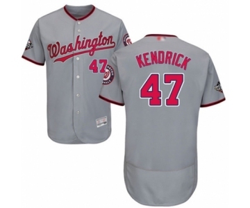 Men's Washington Nationals #47 Howie Kendrick Grey Road Flex Base Authentic Collection 2019 World Series Bound Baseball Jersey