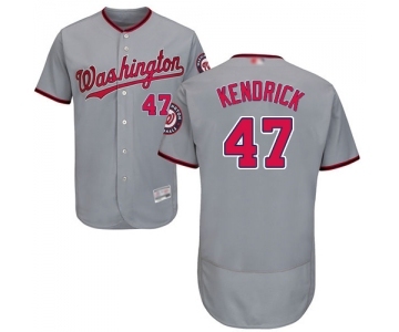 Men's Washington Nationals #47 Howie Kendrick Grey Road Flex Base Authentic Collection Baseball Jersey