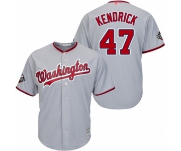 Men's Washington Nationals #47 Howie Kendrick Replica Grey Road Cool Base 2019 World Series Bound Baseball Jersey