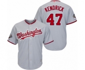 Men's Washington Nationals #47 Howie Kendrick Replica Grey Road Cool Base 2019 World Series Champions Baseball Jersey