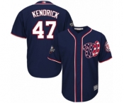 Men's Washington Nationals #47 Howie Kendrick Replica Navy Blue Alternate 2 Cool Base 2019 World Series Bound Baseball Jersey